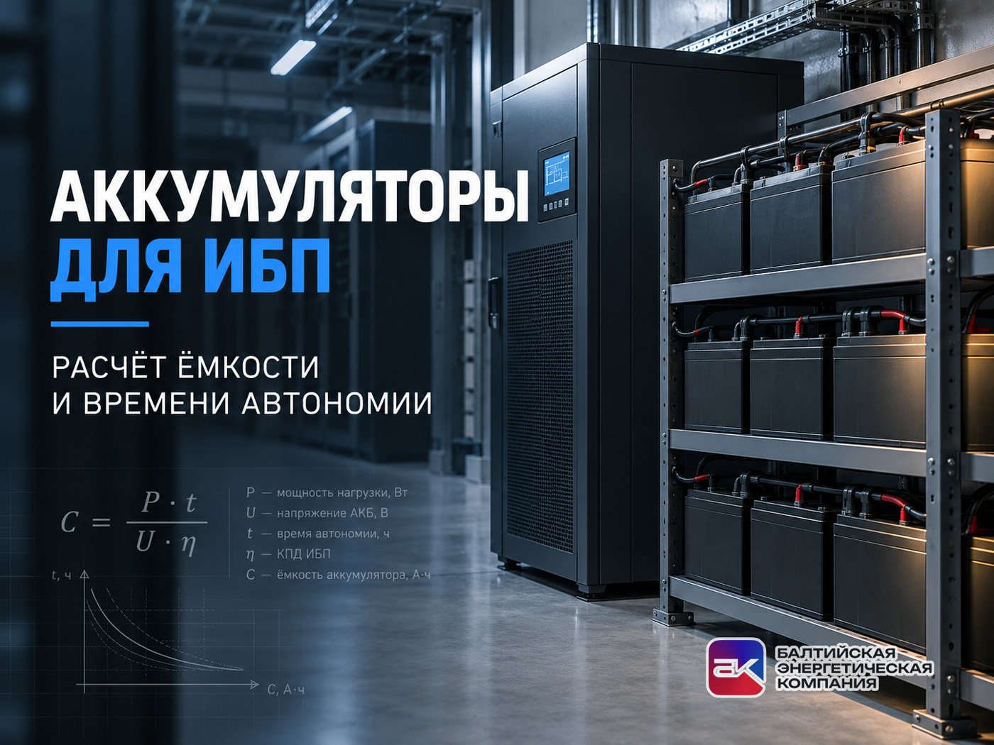 Резервные аккумуляторы для ИБП: как рассчитать ёмкость и время автономии