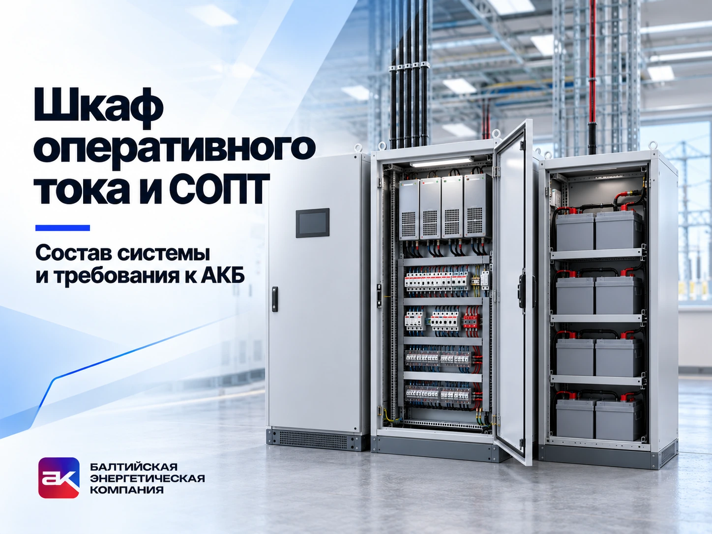 Шкаф оперативного тока и СОПТ: состав системы и требования к АКБ